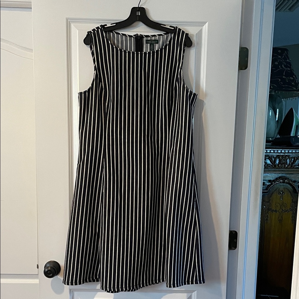 Ralph Lauren Black and White Midi Denim Dress